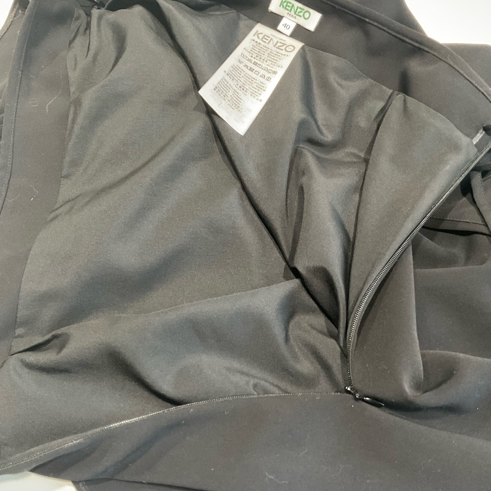 🌼KENZO Paris Black Midi Quality Polyester Lined Diag. Ruffled Skirt, 10/40EU - Picture 7 of 8